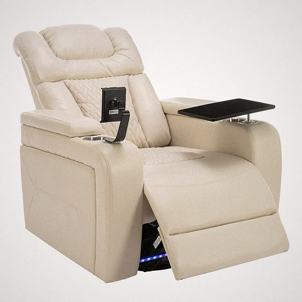 Swivel Recliners with Side Pockets and Ottoman
