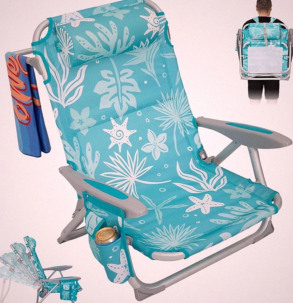 Beach Chair Adults Reclining Adjustable Position Lay Flat Lightweight