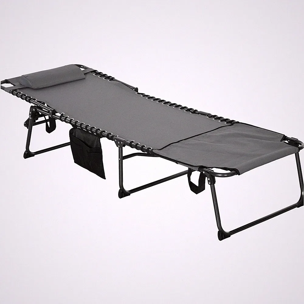 Folding Chaise Tanning Lounge Chair with Reclining Back Reading Hole Side Pocket