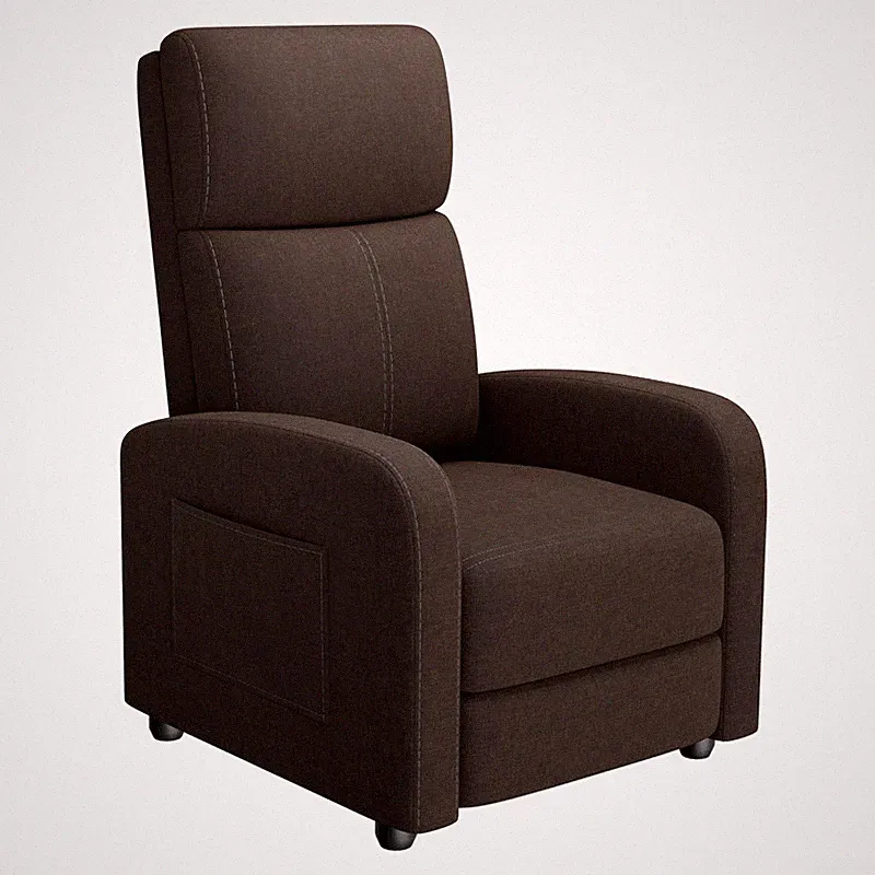 Garveehome Linen Fabric Manual Recliner Chair Side Pocket High Backrest Thick