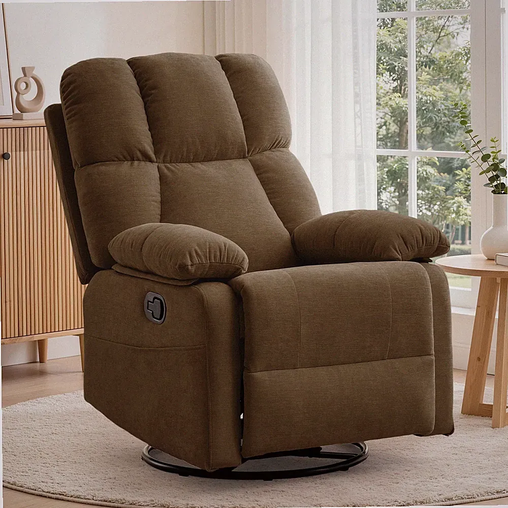 Korser Small Swivel Rocker Recliner Chair with Side Pockets for Small Spaces
