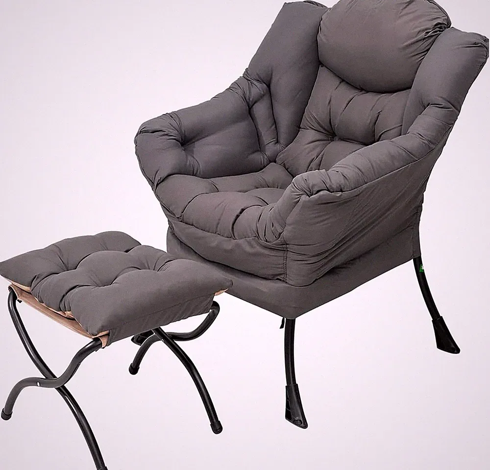 Lazy Chair W/ Ottoman Modern Lounge Accent Chair W/ Armrests & a Side Pocket