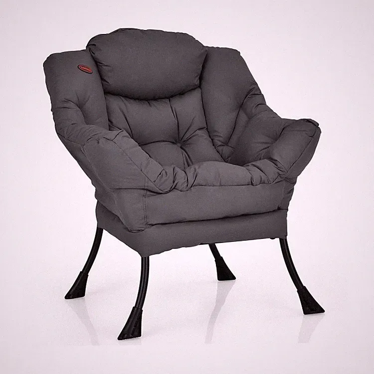 Modern Lazy Sofa Chair Accent Chair Armchair with Steel Frame and Side Pocket