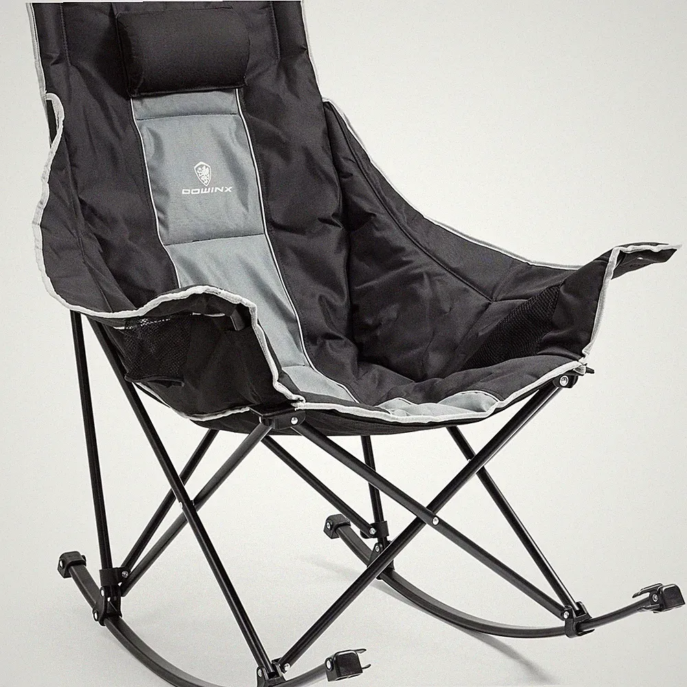 Oversized Rocking Camping Chair, Fully Padded Patio Chair with Side Pocket an...