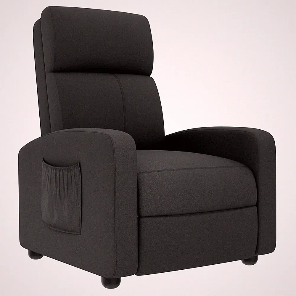 Recliner Chair for Adults, Reclining Sofa with Side Pocket, Linen Fabric Recl...