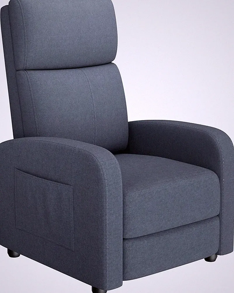 Recliner Chair Manual Recliner Adjustable Backrest and Footrest with Side Pocket